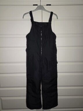 London Fog Boys M 10-12 Black Lined Snow Bibs